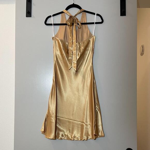 Golden Yellow Slip Midi Dress M - Picture 4 of 5